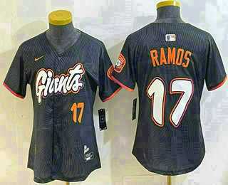 Womens San Francisco Giants #17 Heliot Ramos Number Black 2025 City Connect Limited Stitched Jersey